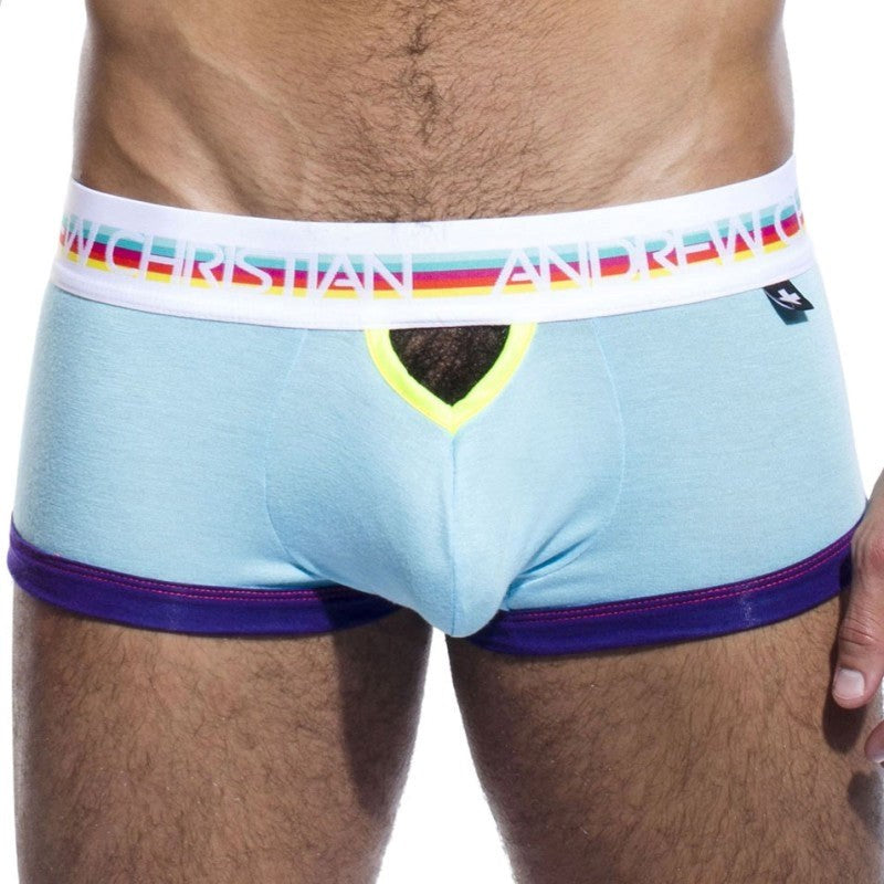 Andrew Christian Teaser Boxer Blue with Anatomical Pouch Design - - Mens Briefs And Boxers