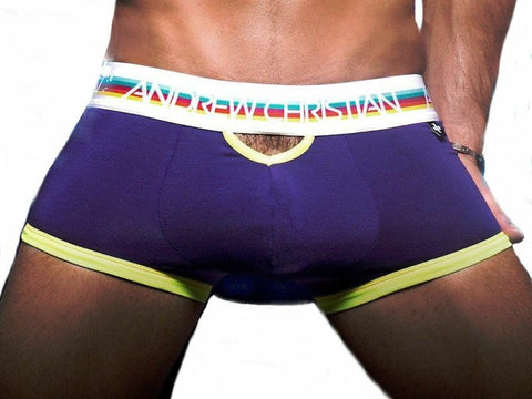 Andrew Christian Teaser Boxer Purple Small with Flashlift Technology - Mens Briefs And Boxers