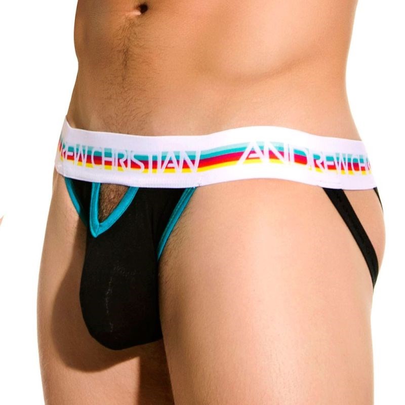 Andrew Christian Teaser Bubble Butt Jock Black Enhancing Male Underwear - - Jocks and G-Strings