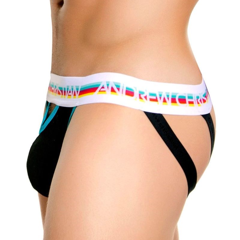 Andrew Christian Teaser Bubble Butt Jock Black Enhancing Male Underwear - - Jocks and G-Strings