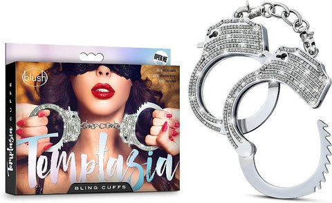 Blush Novelties Temptasia Bling Cuffs Luxurious Stainless Steel Restraints - Collars and Leads