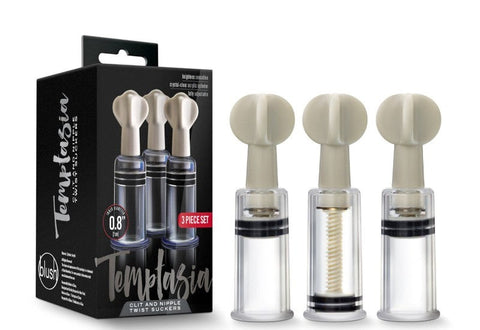 Blush Novelties Temptasia Clit & Nipple Twist Suckers Adjustable Intensity - Nipple and Clit Clamps