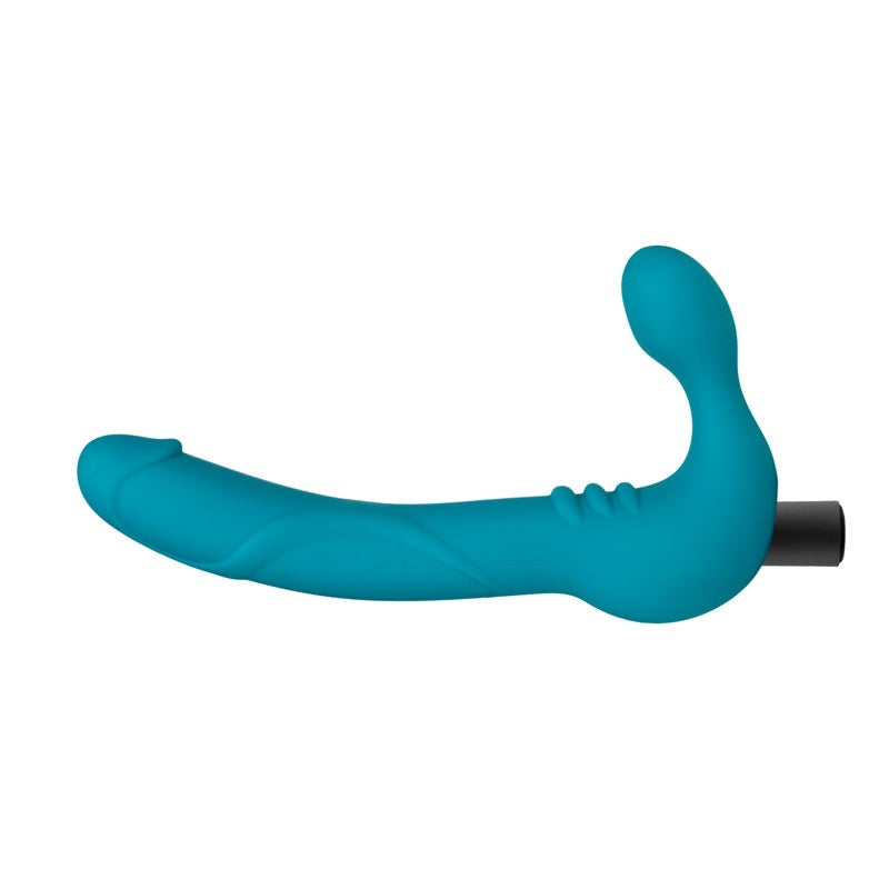 Blush Novelties Temptasia Luna Strapless Silicone Dildo Teal with Vibrator - Strap On Sextoys