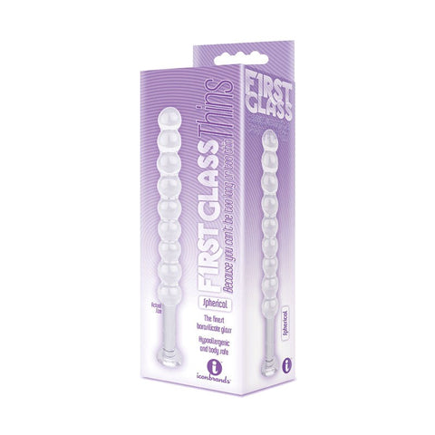 Icon Brands Glass Thins Spherical Plug for Anal Stimulation and Penetration - Glass Sex Toys