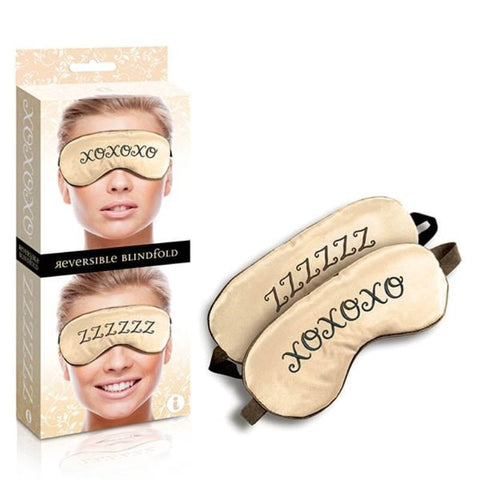 Icon Brands The 9s Reversible XOXO/ZZZ Satin Blindfold Sensory Play - Masks And Blindfolds