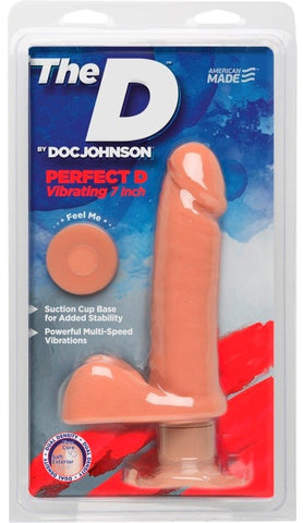 Doc Johnson The D The Perfect D Vibrating 7 Inch Vanilla Realistic Dildo - Realistic Dildos