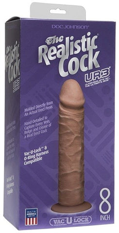Doc Johnson The Realistic Cock UR3 Brown 8 inch Dildo with Suction Cup - Realistic Dildos
