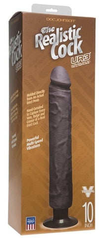 Doc Johnson The Realistic Cock UR3 Vibrating 10 in. Black Dildo - Realistic Dildos