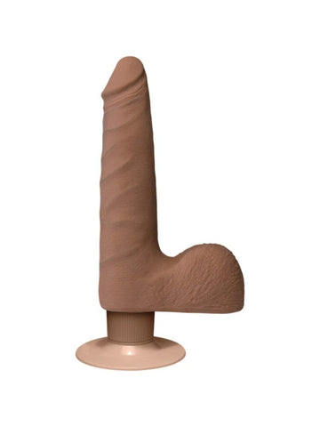 Doc Johnson The Realistic Cock UR3 Vibrating 7 in. Slim with Balls Brown Dildo - Realistic Dildos