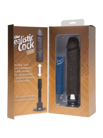 Doc Johnson The Realistic Cock UR3 Vibrating 8 in. Black Vibrating Dildo - Realistic Dildos