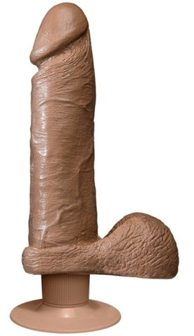 Doc Johnson The Realistic Cock Vibrating 8 Inch Brown Suction Cup Base - Realistic Dildos