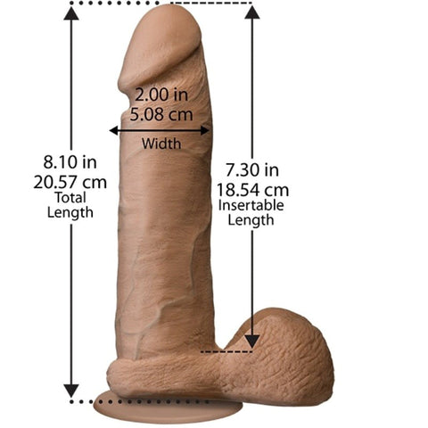 Doc Johnson The Realistic Cock with Balls UR3 Brown 8 in Dual Density Dildo - Realistic Dildos