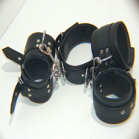 Hells Couture The Specialist Leather Bondage Set with Adjustable Restraints - Cuffs And Restraints