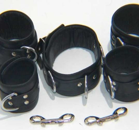 Hells Couture The Specialist Leather Bondage Set with Adjustable Restraints - Cuffs And Restraints