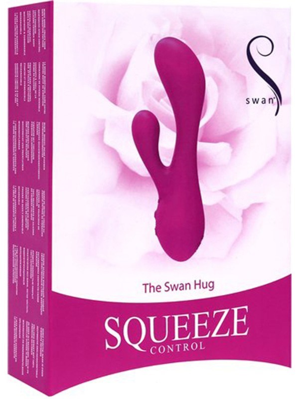 BMS Factory The Swan Hug with Squeeze Control Pink Clitoral Vibrator - - Rabbit Vibrators