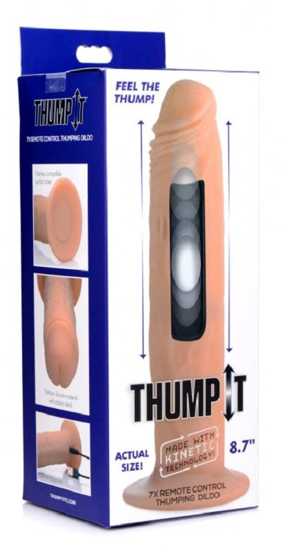 XR Brands Thump It 7x Remote Control Thumping Dildo with Kinetic Technology - - Realistic Dildos
