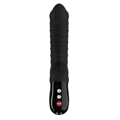 Fun Factory Tiger Black Line Ribbed Vibrator with Curved Tip - Waterproof Vibrators