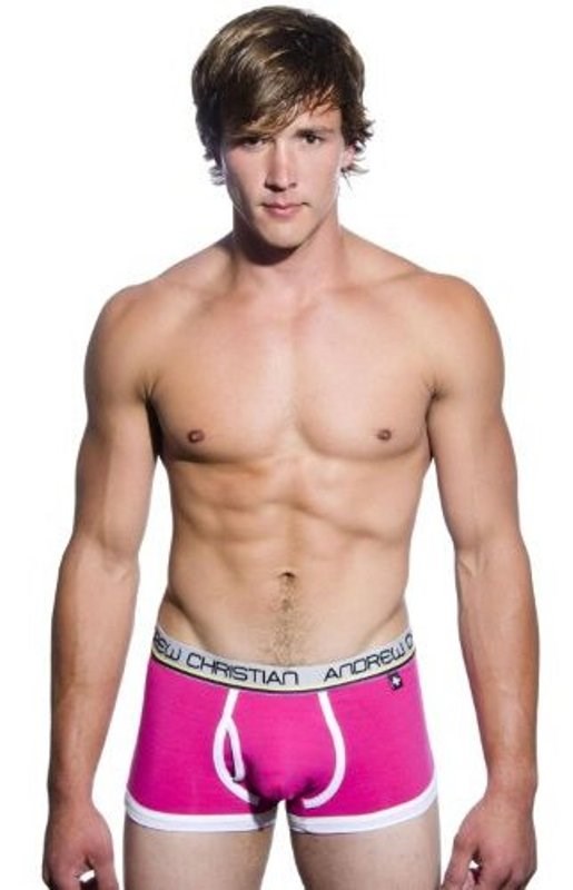 Andrew Christian Tighty Whitie Punked Boxer w/ Almost Naked Fuchsia M Pouch - - Jocks and G-Strings