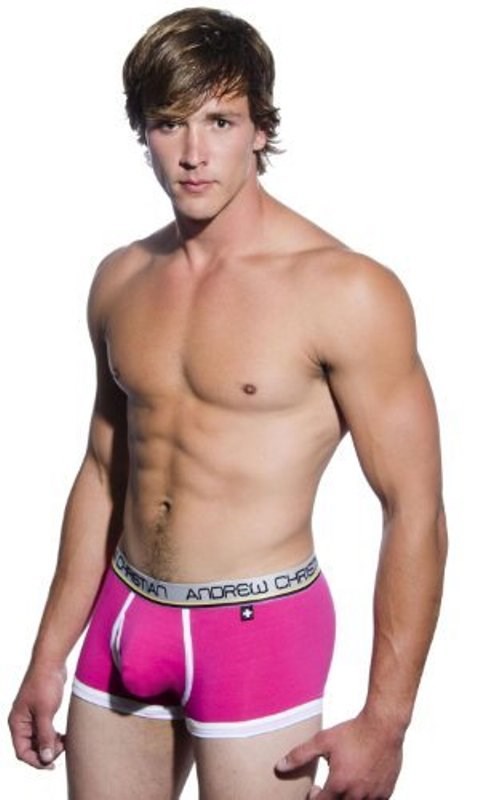 Andrew Christian Tighty Whitie Punked Boxer w/ Almost Naked Fuchsia M Pouch - - Jocks and G-Strings