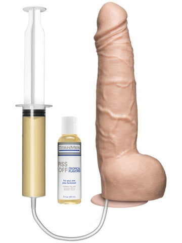 Doc Johnson TitanMen Piss Off Realistic Cock Vanilla with Fluid Ejection - Realistic Dildos
