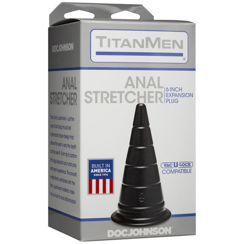 Doc Johnson TitanMen Anal Stretcher 6 inch Black Cone Shape Design - Spreaders and Hangers