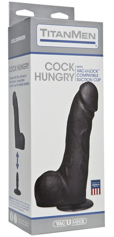 Doc Johnson TitanMen Cock Hungry Black Dildo with Vac U Lock System - Realistic Dildos