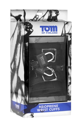 XR Brands Tom of Finland Neoprene Wrist Cuffs with Lock and Keys - Cuffs and Restraints