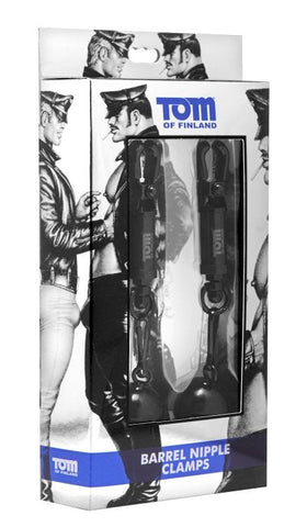 XR Brands Tom of Finland Nipple Barrel Clamps with Adjustable Weights - Nipple and Clit Clamps