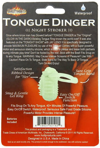 Hott Products Tongue Dinger Glow in the Dark Vibrating Tongue Ring - Finger and Tongue Vibrators