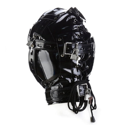 BDStyle Total Lockdown Hood Slick Look Sensory Deprivation Hood - Bondage Hoods