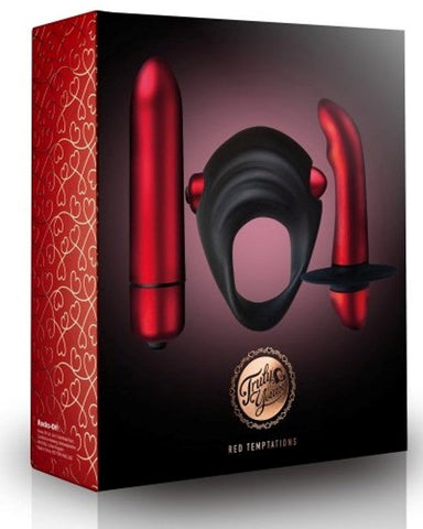 Rocks Off Truly Yours Red Temptations Vibrator Collection with Bullets - Sex Kits