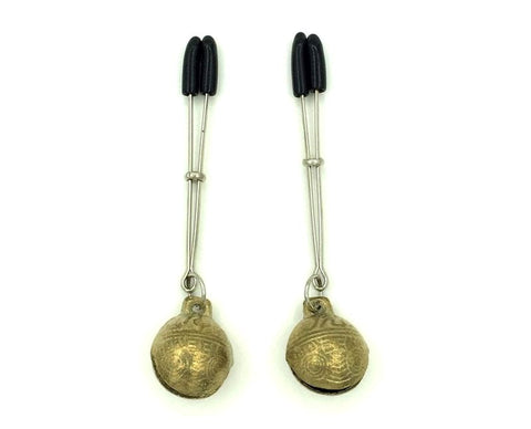 BDStyle Tweezer Nipple Clamps with Bells Adjustable Pressure Control - Breast and Nipple Toys
