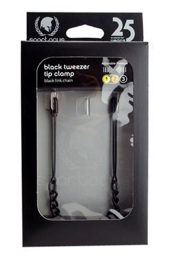 Tweezer Tip Clamps - Black Link Chain Male Pleasure Tool - - Nipple and Clit Clamps