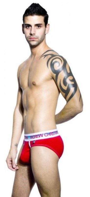 Andrew Christian Twerk Brief Red with Bubble Butt Design and Hang Free Pouch - - Jocks and G-Strings