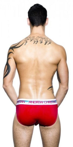 Andrew Christian Twerk Brief Red with Bubble Butt Design and Hang Free Pouch - Jocks and G-Strings