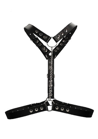Shots Toys Twisted Bit Black Leather Harness with Adjustable Straps - Cuffs And Restraints