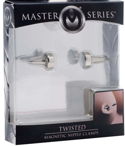 XR Brands Twisted Magnetic Nipple Clamps with Magnetic Closure - Nipple and Clit Clamps