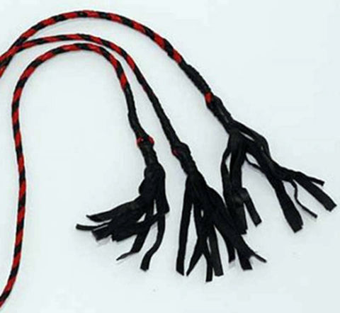 Hells Couture Twistedmonk 3 Tail Whip Red Black Leather BDSM Flogger - Whips And Crops