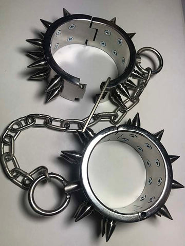Hells Couture Unisex Spiked Leg Irons Surgical Steel BDSM Restraints - Cuffs and Restraints