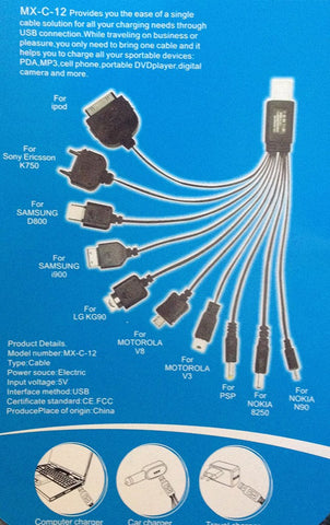 BDStyle USB Multiple Cable Charger 10 in 1 Smart Charging Solution - Vibrator Accessories