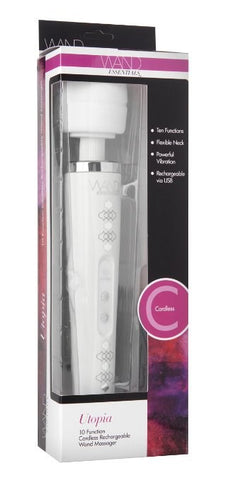 XR Brands Utopia 10 Function Cordless Rechargeable Wand Massager Clitoral - Personal Massagers
