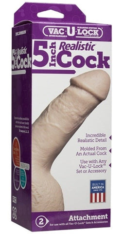 Doc Johnson Vac U Lock 5 in. Realistic Cock White Molded From Real Penis - Realistic Dildos