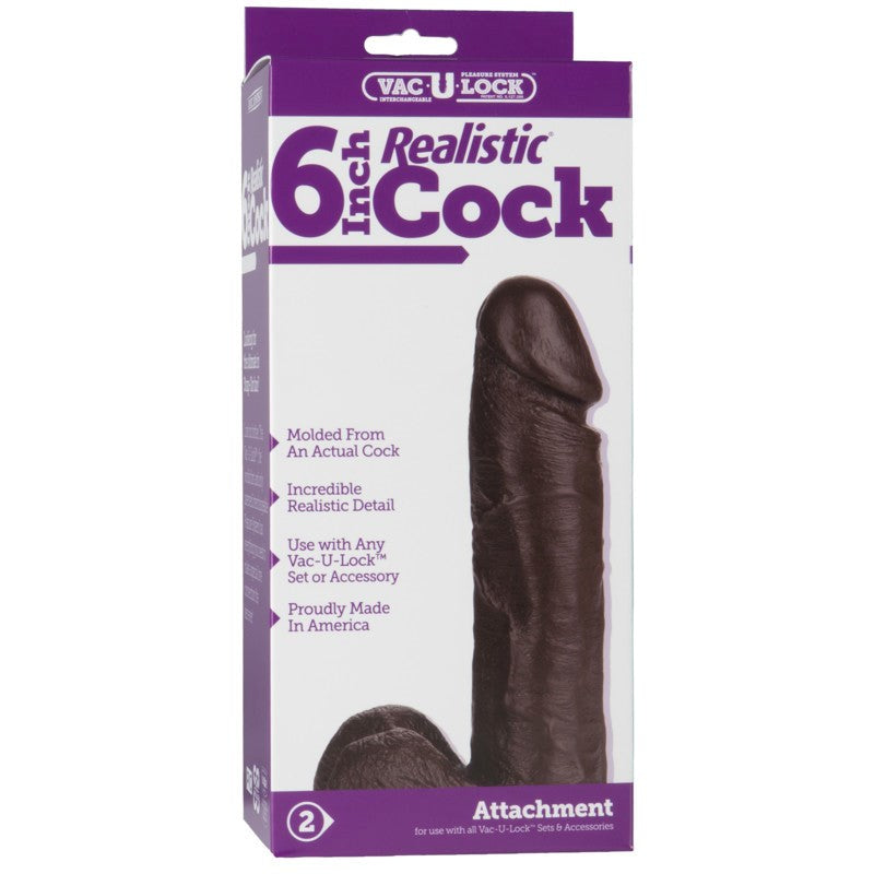 Vac-U-Lock 6 Realistic Cock Black - - Realistic Dildos