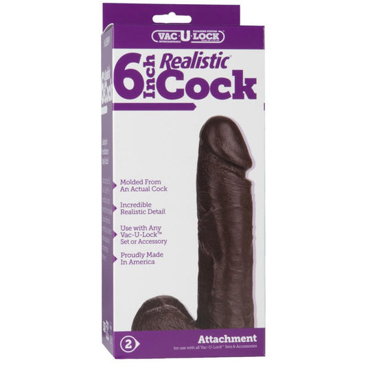 Vac-U-Lock 6 Realistic Cock Black - - Realistic Dildos