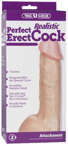 Doc Johnson Vac U Lock 7 inch Realistic Perfect Erect Cock Harness Dildo - Realistic Dildos