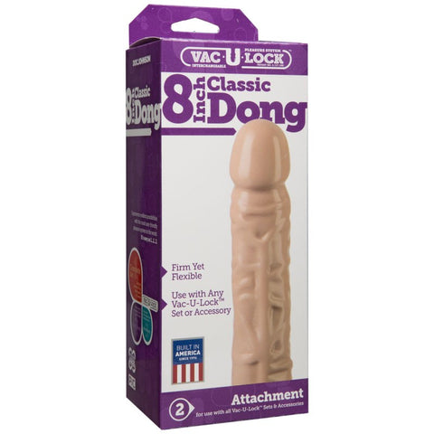 Doc Johnson Vac U Lock 8 inch Classic Dong Vanilla Realistic Dildo - Realistic Dildos