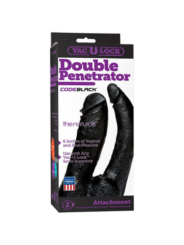 Doc Johnson Vac U Lock Code Black Double Penetrator The Naturals Dual Dildo - Strap On Sextoys