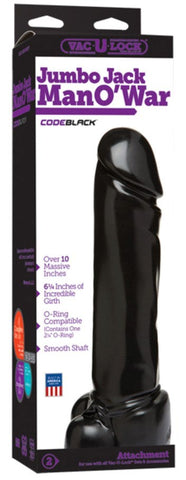 Doc Johnson Vac U Lock Code Black Jumbo Jack Man O War Large Dildo - Realistic Dildos