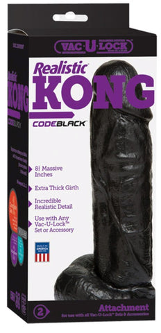 Doc Johnson Vac U Lock Code Black Realistic Kong Dildo - Realistic Dildos