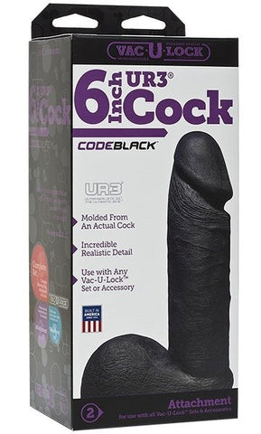 Doc Johnson Vac U Lock Code Black UR3 6 inch Realistic Cock UR3 Material - Strap On Sextoys